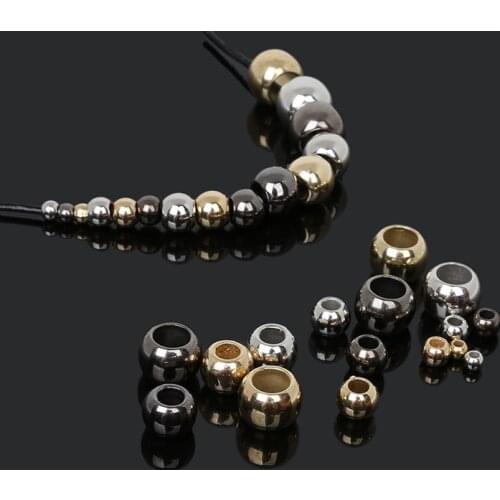 500-30pcs/lot Plastic CCB Big Hole Ball Crimp End Beads Stopper Loose Spacer Positioning Beads For DIY Jewelry Making Findings