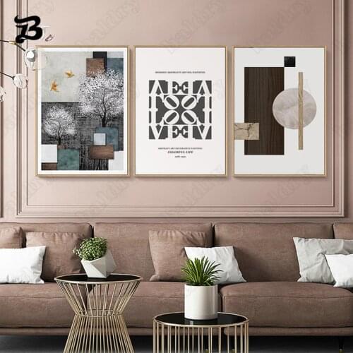 Abstract Vintage Canvas Painting Wall Art Home Decoration Poster and Print Nordic Pattern and Landscape Wall Pictures Home Decor