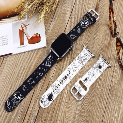 Space Astronaut Strap Accessories for Apple Watch 38 40 42 44 mm Suitable for iWatch Series 4 3 5 SE 6 Smart Watch Wristband