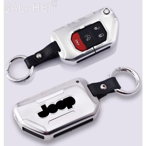 Aluminium Alloy Car Key Case Cover Protect For Jeep New JL Wrangler Rubicon 2018 2019 Remote Key Covers Ring Shell Accessories