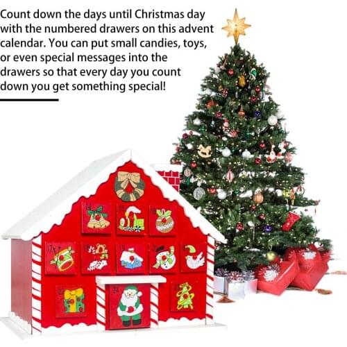 Wooden Christmas Advent Calendar Double-side Calendar With Childrens Candy Gift Storage Box Christmas Decoration New