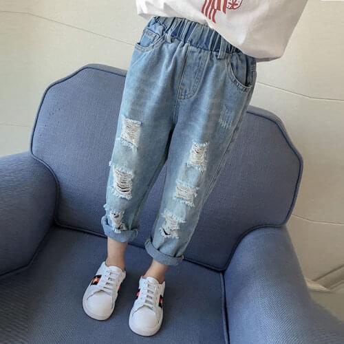 Jeans Summer Boys Clothes Kids Pants Loose Children Autumn Spring Girls Hole 2021 New Casual Fashion Spodnie Dziewczynka