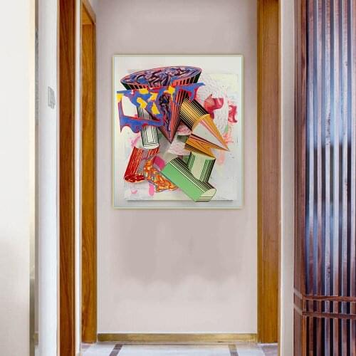 Frank Stella《Gobba, zoppa e collotorto, 1985》Canvas Oil Painting Minimalism Picture Backdrop Wall Hanging Decor Home Decoration