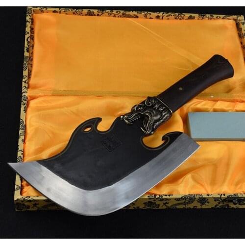 Longquan1.35KG ghost hand-made bone chopper Household kitchen sharp bone chopper Outdoor woodcutters hand-forged one-handed axes