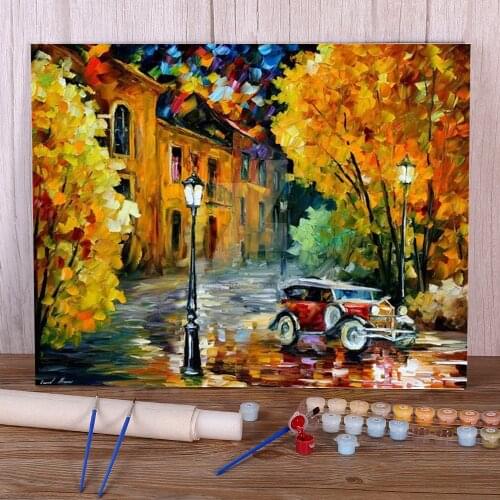 Oil Painting Style Town DIY Paint By Numbers Kit Oil Paints 40*50 Boards By Numbers Handmade For Handiwork