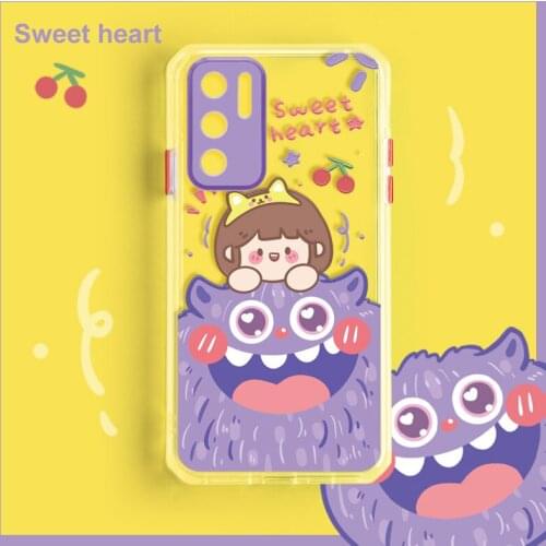 ASINA Soft TPU Case For Huawei P40 Lite P30 Pro Cover Cartoon Color Contrast Transparent Couple Cases For Nova 7 8 SE Pro Capa