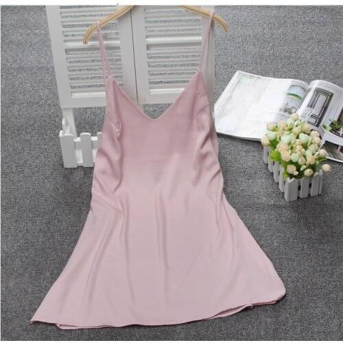 New Sexy Suspender Nightdress Spring and Autumn Womens Home Wear Silk Open Back Slim Bottom Skirt Summer Girl Sexy Nightgown