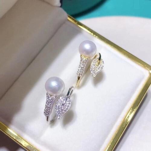 New Charm 925 Sterling Silver Finger Ring Settings Adjustable Ring Findings Jewelry Parts Fittings Accessories for Pearls