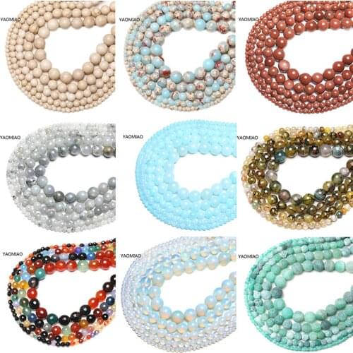 New Stylish Natural Stone Beads High Quality Round Shape Loose Beads For Jewelry Making DIY Charms Bracelet 15''4/6/8/10/12mm