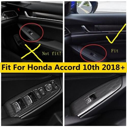 Yimaautotrims Armrest Window Glass Lift Button Panel ABS Matte / Carbon Fiber Look Cover Trim For Honda Accord 10th 2018 - 2021