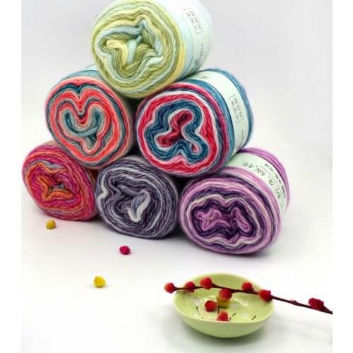 Rainbow Section Dyeing Wool Velvet Wool Yarn Crochet Gradient Color Cotton Thread For Scarf Hat Sweater Soft Cotton For Babies
