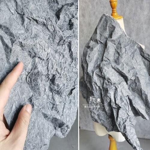 Grey Blue Pleated Paper Fabric DIY Patches Decor Modeling Design Graduation Project Creative Designer Fabric