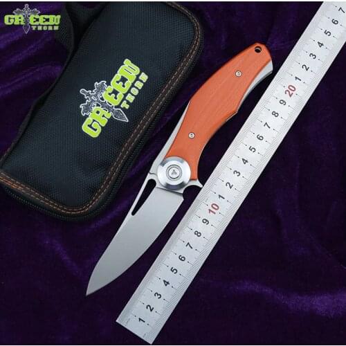 Green thorn made Dark Flipper folding knife D2 titanium blade G10 handle outdoor survival hunting camping fruit knife EDC tools