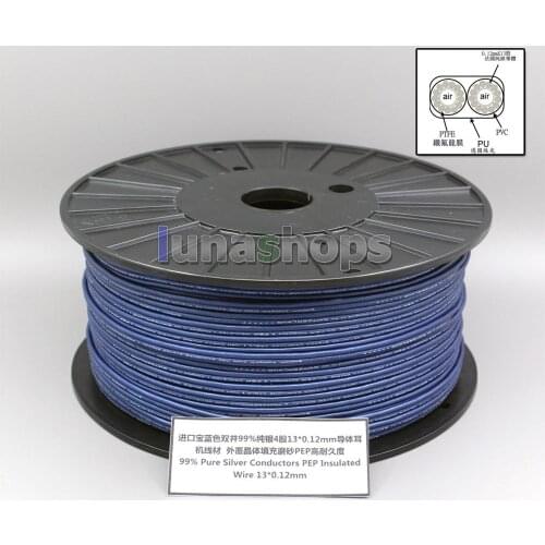 LN004783 100m High Detinion Stereo Earphone DIY Bulk 99% PURE SILVER Conductors DIY Custom Headphone Cable + PEP Insulated