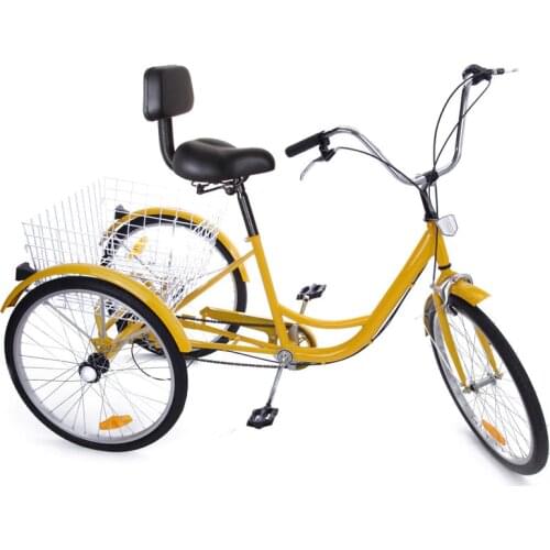 Promotion 24 Inch Adult Tricycle Trike 3 Wheel Bike 6 Speed Shift + Shopping Basket