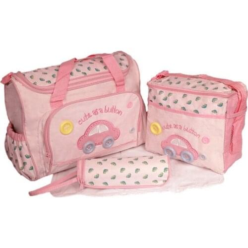 Waterproof Portable Mother Storage Handbag Composite Bag Baby Changing Pad Diaper Travelling Bag with Trolly