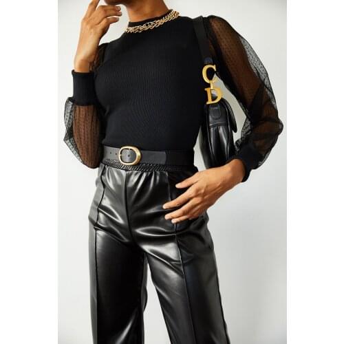 Womens Black KollarıTüllü, Blouse, Special Design, Quality Stitching, Daily and Special Moments, invitation, Cotton Woven, Stylish, ModernYemek, Party