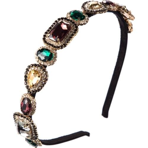 2020 New Luxury Baroque Vintage ZA Hairbands Women Big Glass Crystal Heandband Wedding Bridal Hair Jewelry Rhinestone Hair bands