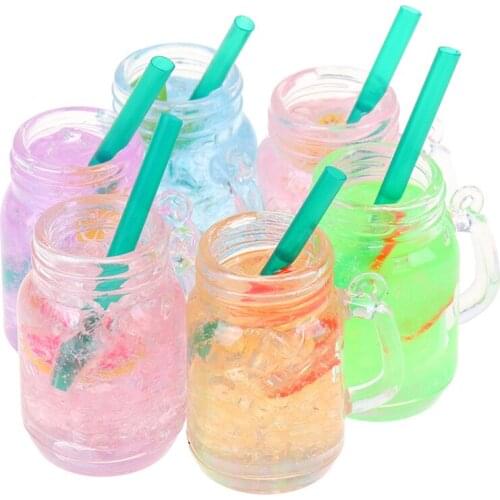1:12 Colorful Resin Mini Lemon Milk Tea Water Cup Miniature Dollhouse Accessories Cups Toy Dollhouse Decoration Gifts