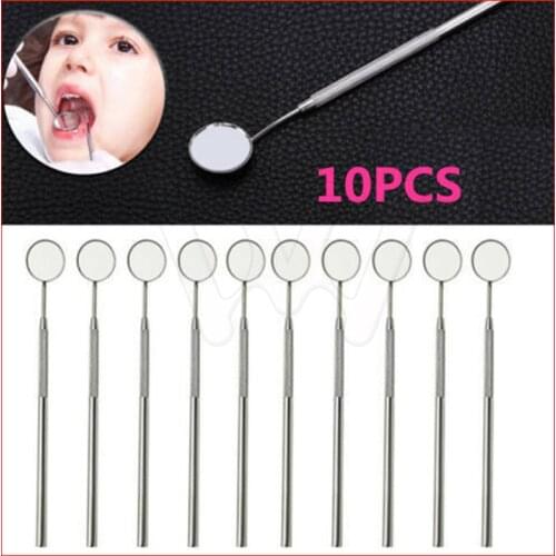 10pcs Dental Mirrors Stainless steel Surgical Instruments dental mirror with handle