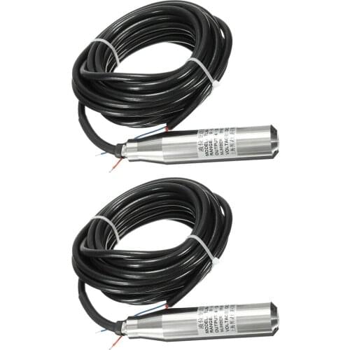 2pcs 304 STAINLESS STEEL WATER LEVEL TRANSMITTER TRANSDUCER SENSOR 4-20MA 0-5M