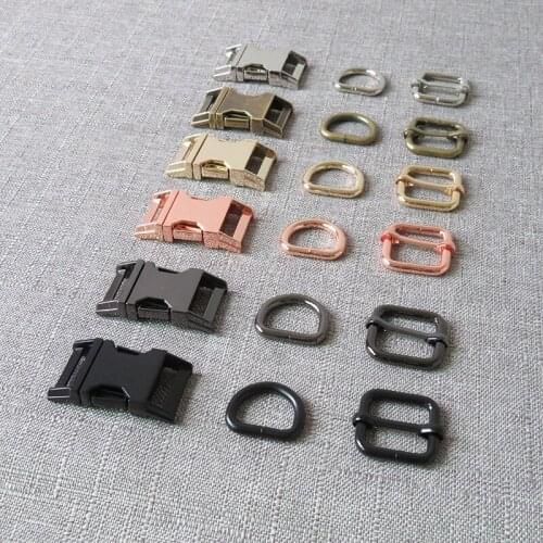 20 Sets Metal Belt Straps Adjust Slider Release Buckle D Ring 20mm Webbing For Bag Paracord Pet Dog Collar Harness Accessories