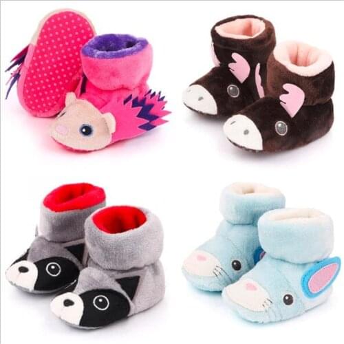 2020 Baby Winter Shoes Warm Bootie Soft Sole Infant Fleece Crib Shoes Cute Cartoon Newborn Boys Girls First Walkers