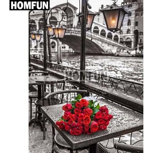 HOMFUN Full Square/Round Drill 5D DIY Diamond Painting "Rose flower" Embroidery Cross Stitch 5D Home Decor Gift A02252