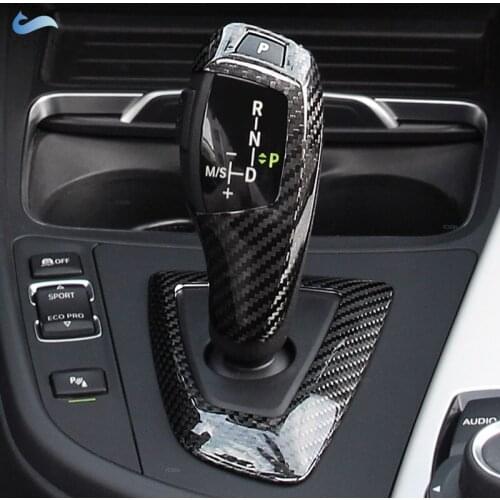Car Carbon Fiber Gear Shift Gear Knob Head Cover Frame Trim for BMW 1 2 3 4 5 Series F10 F18 F15 F16 F25 F26 F20 F30 F31 F34