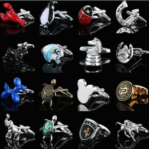 Brand new high Fashion brand quality mens French shirt Cufflinks animal modeling dog tortoise deer horse cufflinks wholesale