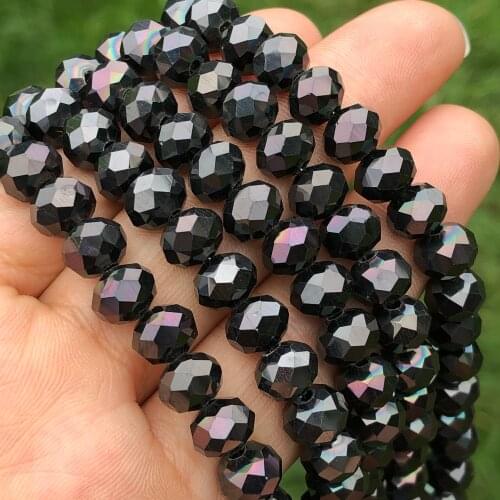 Black Gun Multicolor Austria Rondelle Crystal Glass Faceted Loose Spacer Beads For Jewelry Making Diy Bracelet Accessories 15"