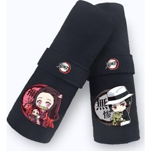 Demon Slayer Kimetsu No Yaiba Cosplay Unisex Pen Holder Reel Pencil Case Stationery Box Students Storage Bag Christmas Gifts