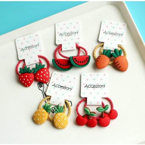 2PCS New Cherry Radish Lovely Princess Cartoon Headwear Kids Elastic Hair Bands Children Ropes Girls Accessories Baby Headdress