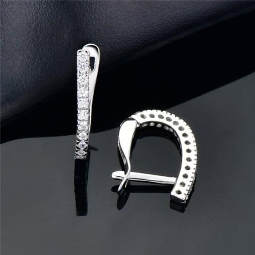 DY 925 Sterling Silver Earring Micro Pave Clear Cubic Zirconia Popular Earring For Female Daily Wear Fashion Accessories Jewelry