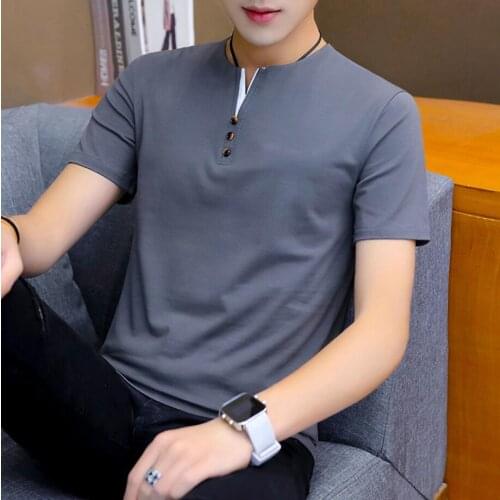 Summer Top Men T-shirt Casual Short Sleeve M-4XL Cotton Business T-shirts Men Slim Fil Solid Color Cotton T Shirt Men Fashions