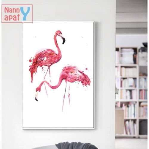 Pink Watercolor Flamingo Poster Modern Home Decor Print Canvas Painting Wall Art Decorative Picture For Living Room Home Decor