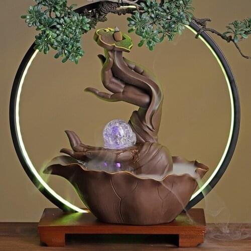 Water fountain ceramic New Chinese style geomantic Transport bead Landscape plants Zen garden LED ring home decor modern