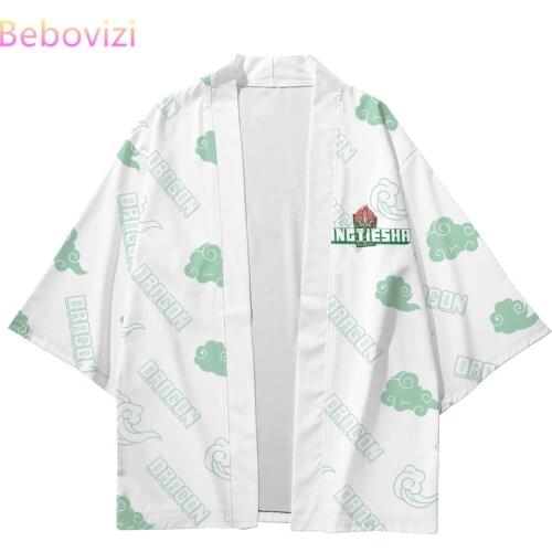 2021 Black White Dragon Print Kimono Cardigan Women Men Japanese Obi Male Yukata Mens Haori Japanese Traditional Japan Clothing