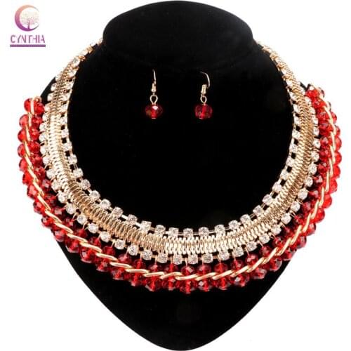 Jewelry sets 2017 free shipping Statement necklace new arrival Women Trendy necklace with earrings for party wedding