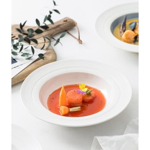 Creative lasagna plate straw hat plate family Western food plate deep soup plate ins Nordic plate