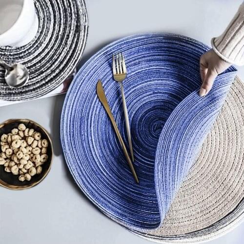 Round Table Dish Bowl Mat Diameter 36cm Placemat Non Slip Heat Insluation Ramie Plate Pad Nordic Cup Mug Big Coasters Tableware