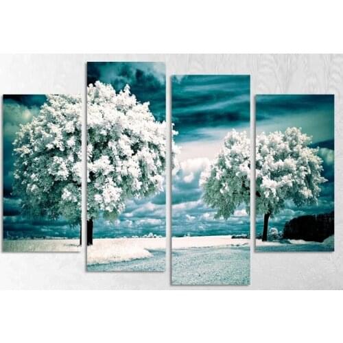 Hot Sell 4 Pieces Iceberg Snow Leopard Canvas Print Oil Painting Large HD Wall Art Picture Home Living Room Decor(No Frame)