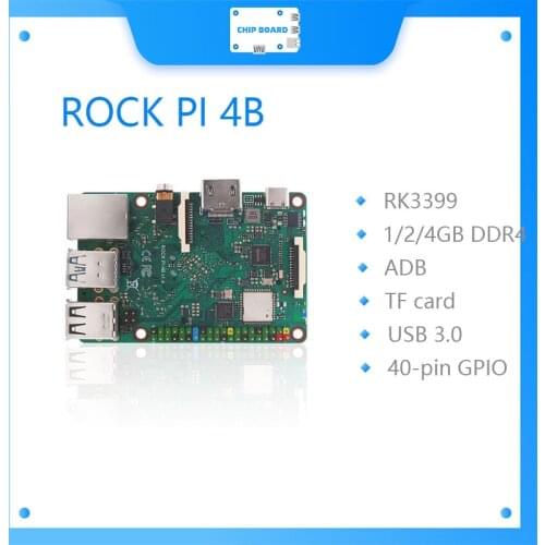 ROCK PI 4B V1.4 Rockchip RK3399 ARM Cortex Six Core SBC/Single Board Computer Compatible with Official Raspberry Pi Display