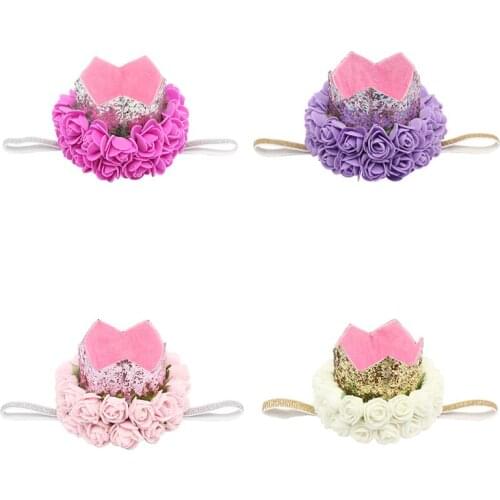 Miss Cute Crown Headband Glitter Birthday Party Headband Decor Flower Birthday Gift Hairbands Handmade Wholesale Hair Accessory