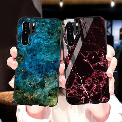 Marble Tempered Glass Case For Huawei Nova 5T Case Huawei P30 Lite P20 P40 Mate 20 Pro Plus Y9 Prime 2019 Y6 Y7 Y5 2018 Covers