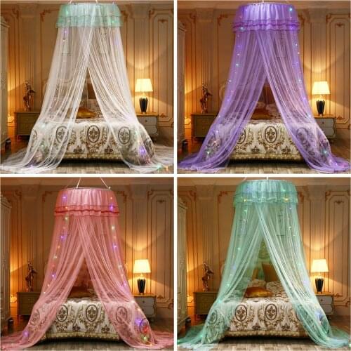 Bed Canopy YURT Glowing Stars Lightweight Dreamy Mosquito Net Isolate Insects For All Cots Home Single Double Beds with Light