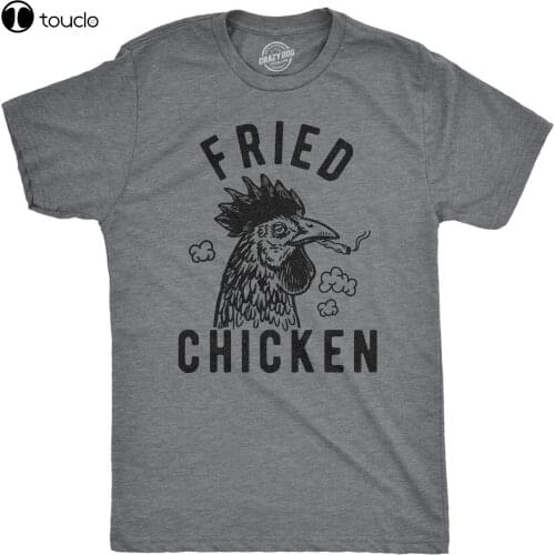 New Mens Fried Chicken Tshirt Funny 420 Marijuana Graphic Novelty Tee Dark Heather Cotten Tee Shirt