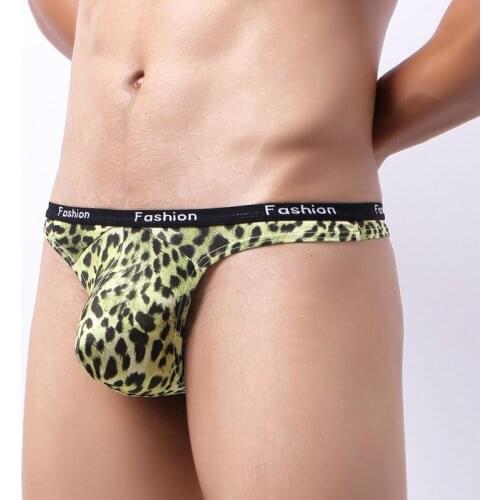 New Leopard Mens Underwear Print Sexy Panties Fashion Low Waist Breathable Comfortable Mens Thongs
