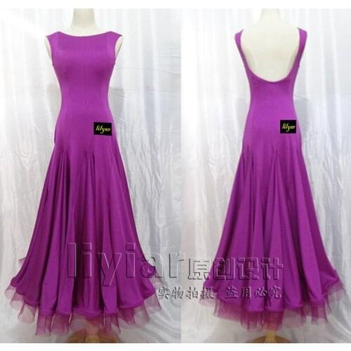 New Ballroom Dresses Elegant Purple Long Dress Classical Tango Dress Club Party Singer Host Waltz Ballroom Dress Standard BL1845