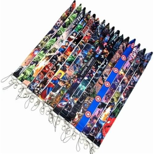 New hero pattern neck lanyard keychain ID card gym mobile phone belt USB badge clip DIY sling